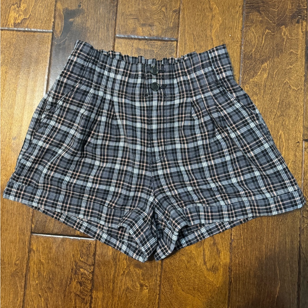 American Eagle Plaid Mom Shorts Black/multicolored Size 4